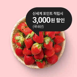 이번 주 전단 상품
상큼함이 한가득! 달콤한 딸기(국내산)
신세계포인트 적립 시 3,000원 할인
지금 바로 확인하세요
행사기간 : 12.18(목) - 12.25(목)